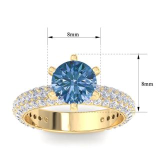 3 Carat Blue Diamond Engagement Ring In 14K Yellow Gold