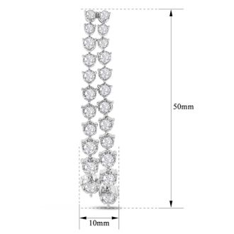 Diamond Drop Earrings: 4 Carat Diamond Drop Earrings In 14K White Gold, 2 Inches