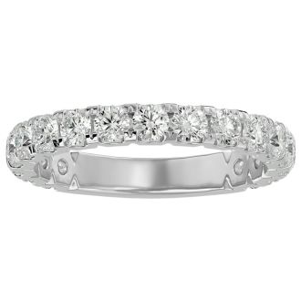 1 1/4 Carat Round Moissanite Band Matching Band In 14 Karat White Gold