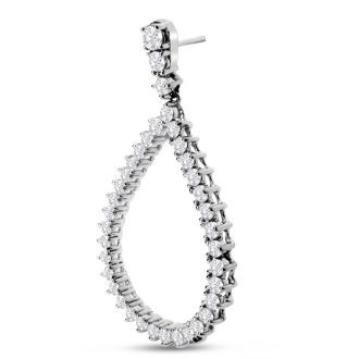 Diamond Drop Earrings: 3 Carat Diamond Drop Earrings In 14K White Gold, 1 1/2 Inches