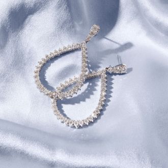 Diamond Drop Earrings: 3 Carat Diamond Drop Earrings In 14K White Gold, 1 1/2 Inches