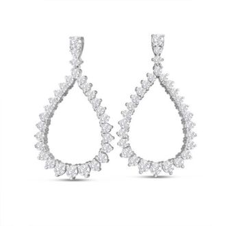 Diamond Drop Earrings: 4 Carat Diamond Drop Earrings In 14K White Gold, 1 1/2 Inches