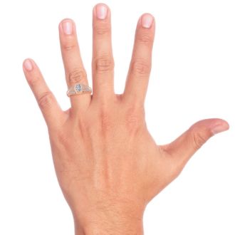 1 1/2 Carat Oval Shape Lab Grown Diamond Mens Engagement Ring In 14K Rose Gold