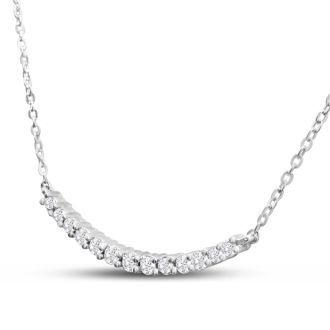 1/2 Carat Graduated Diamond Smile Necklace In Sterling Silver With 22 Inch Adjustable Chain