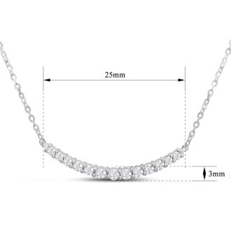 1/2 Carat Graduated Diamond Smile Necklace In Sterling Silver With 22 Inch Adjustable Chain