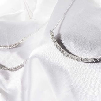 1/2 Carat Graduated Diamond Smile Necklace In Sterling Silver With 22 Inch Adjustable Chain