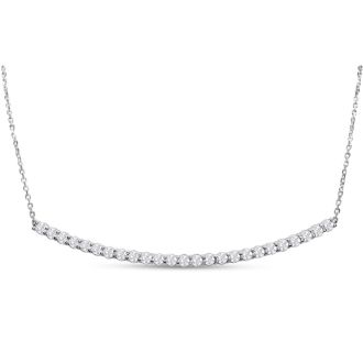 2 Carat Diamond Smile Necklace In 14K White Gold With 22 Inch Adjustable Chain