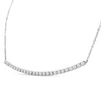 2 Carat Diamond Smile Necklace In 14K White Gold With 22 Inch Adjustable Chain