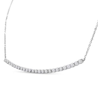 2 Carat Diamond Smile Necklace In 14K White Gold With 22 Inch Adjustable Chain
