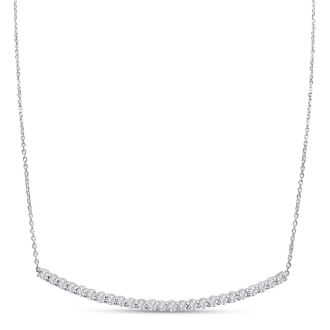 2 Carat Diamond Smile Necklace In 14K White Gold With 22 Inch Adjustable Chain