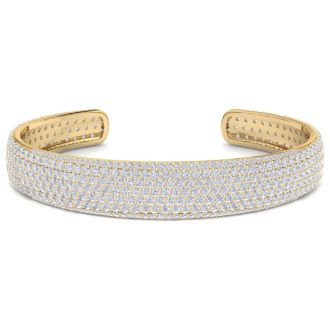 10 Carat Lab Grown Diamond Bangle Bracelet In 14K Yellow Gold, 1/2 Inch Wide