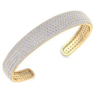10 Carat Lab Grown Diamond Bangle Bracelet In 14K Yellow Gold, 1/2 Inch Wide