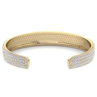 10 Carat Lab Grown Diamond Bangle Bracelet In 14K Yellow Gold, 1/2 Inch Wide