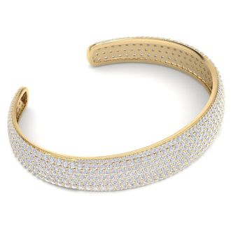 10 Carat Lab Grown Diamond Bangle Bracelet In 14K Yellow Gold, 1/2 Inch Wide