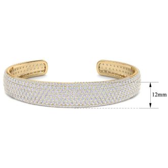 10 Carat Lab Grown Diamond Bangle Bracelet In 14K Yellow Gold, 1/2 Inch Wide