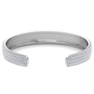 10 Carat Diamond Bangle Bracelet In 14K White Gold, 1/2 Inch Wide