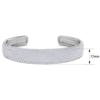 10 Carat Diamond Bangle Bracelet In 14K White Gold, 1/2 Inch Wide