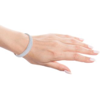 10 Carat Diamond Bangle Bracelet In 14K White Gold, 1/2 Inch Wide
