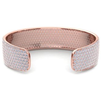 20 Carat Lab Grown Diamond Bangle Bracelet In 14K Rose Gold, 3/4 Inch Wide