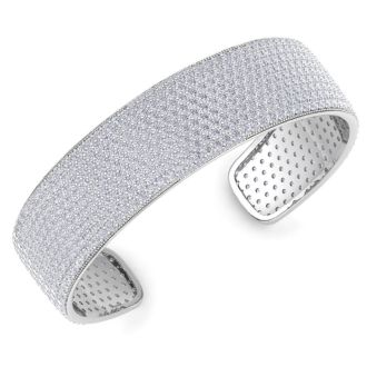 20 Carat Diamond Bangle Bracelet In 14K White Gold, 3/4 Inch Wide