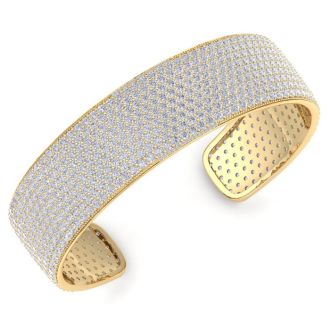 20 Carat Diamond Bangle Bracelet In 14K Yellow Gold, 3/4 Inch Wide