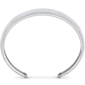 29 Carat Diamond Bangle Bracelet In 14K White Gold, 1.20 Inches Wide