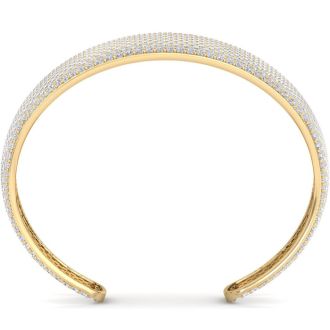 29 Carat Diamond Bangle Bracelet In 14K Yellow Gold, 1.20 Inches Wide