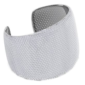 52 Carat Diamond Bangle Bracelet In 14K White Gold, 2 Inches Wide