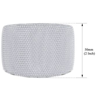52 Carat Diamond Bangle Bracelet In 14K White Gold, 2 Inches Wide