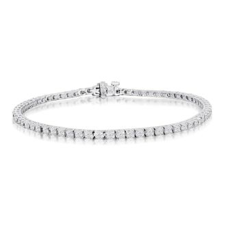 3 2/3 Carat Diamond Tennis Bracelet In 14 Karat White Gold, 8 1/2 Inches