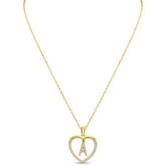 Letter A 1/5ct Diamond Initial Necklace In Yellow Gold Over Sterling Silver, 16 Inches