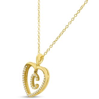 Letter C 1/5ct Diamond Initial Necklace In Yellow Gold Over Sterling Silver, 16 Inches