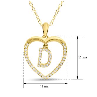 Letter D 1/5ct Diamond Initial Necklace In Yellow Gold Over Sterling Silver, 16 Inches