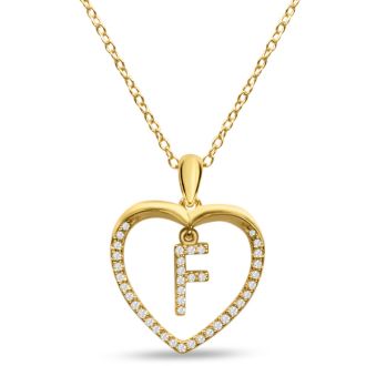 Letter F 1/5ct Diamond Initial Necklace In Yellow Gold Over Sterling Silver, 16 Inches