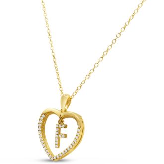 Letter F 1/5ct Diamond Initial Necklace In Yellow Gold Over Sterling Silver, 16 Inches