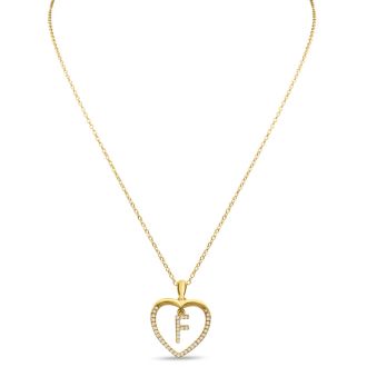 Letter F 1/5ct Diamond Initial Necklace In Yellow Gold Over Sterling Silver, 16 Inches