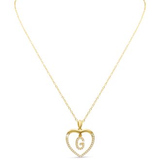 Letter G 1/5ct Diamond Initial Necklace In Yellow Gold Over Sterling Silver, 16 Inches