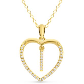 Letter I 1/5ct Diamond Initial Necklace In Yellow Gold Over Sterling Silver, 16 Inches