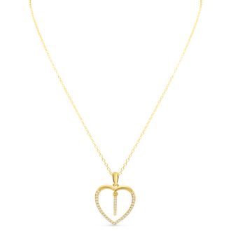 Letter I 1/5ct Diamond Initial Necklace In Yellow Gold Over Sterling Silver, 16 Inches