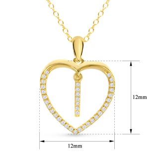 Letter I 1/5ct Diamond Initial Necklace In Yellow Gold Over Sterling Silver, 16 Inches