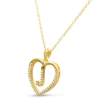 Letter J 1/5ct Diamond Initial Necklace In Yellow Gold Over Sterling Silver, 16 Inches