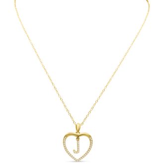 Letter J 1/5ct Diamond Initial Necklace In Yellow Gold Over Sterling Silver, 16 Inches