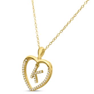 Letter K 1/5ct Diamond Initial Necklace In Yellow Gold Over Sterling Silver, 16 Inches