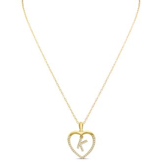 Letter K 1/5ct Diamond Initial Necklace In Yellow Gold Over Sterling Silver, 16 Inches
