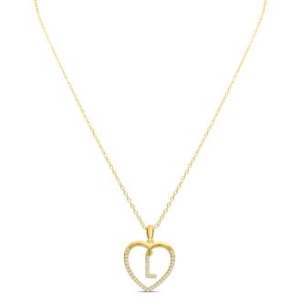 Letter L 1/5ct Diamond Initial Necklace In Yellow Gold Over Sterling Silver, 16 Inches