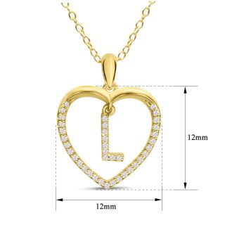 Letter L 1/5ct Diamond Initial Necklace In Yellow Gold Over Sterling Silver, 16 Inches