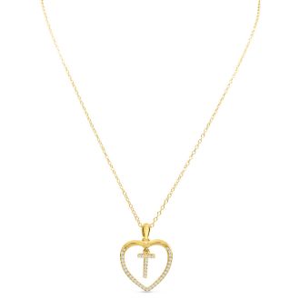 Letter T 1/5ct Diamond Initial Necklace In Yellow Gold Over Sterling Silver, 16 Inches