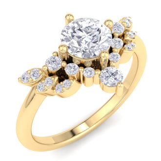 1 Carat Intricate Diamond Engagement Ring In 14K Yellow Gold