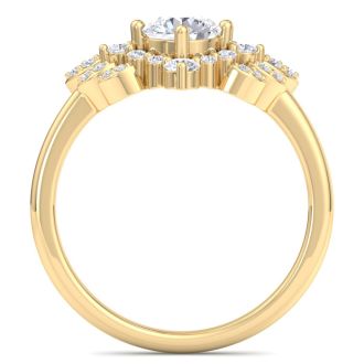 1 Carat Intricate Diamond Engagement Ring In 14K Yellow Gold