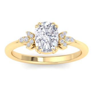 2 Carat Cushion Cut Diamond Engagement Ring In 14K Yellow Gold